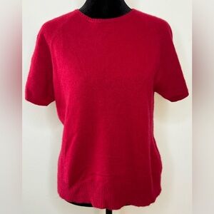 Valerie lightweight red cashmere short sleeve sweater preppy crewneck large EUC